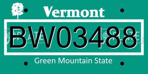 BW03488 Vermont License Plate