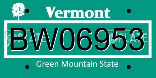 BW06953 Vermont License Plate