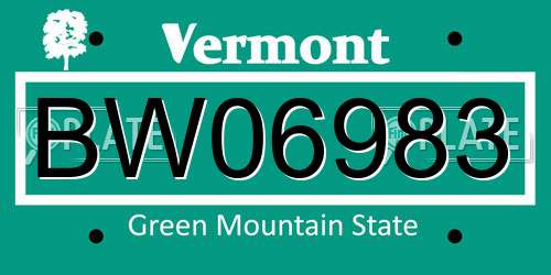 BW06983 Vermont License Plate