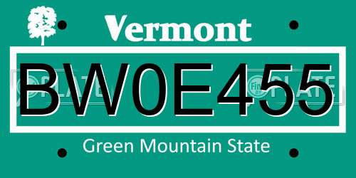 BW0E455 Vermont License Plate