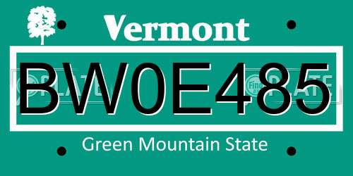 BW0E485 Vermont License Plate