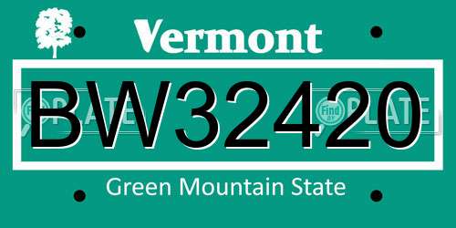 BW32420 Vermont License Plate