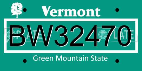 BW32470 Vermont License Plate
