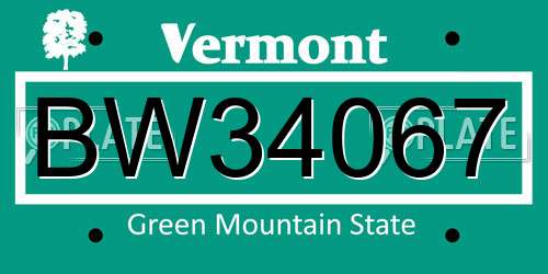 BW34067 Vermont License Plate