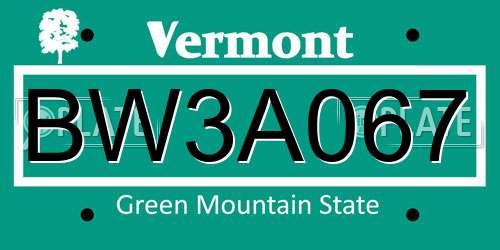 BW3A067 Vermont License Plate