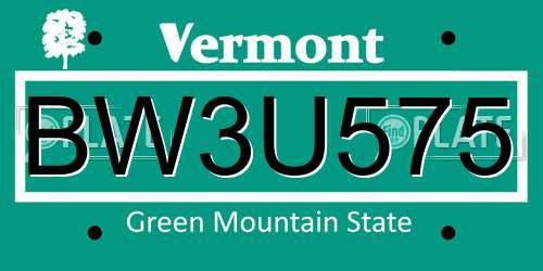 BW3U575 Vermont License Plate