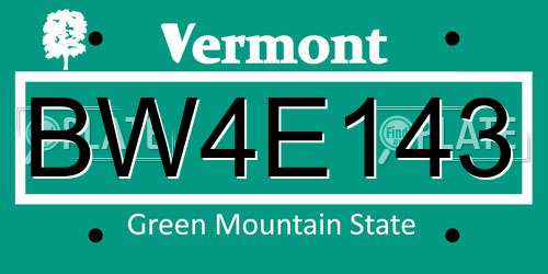 BW4E143 Vermont License Plate