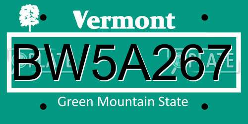 BW5A267 Vermont License Plate