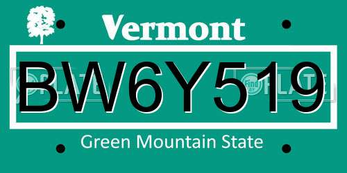 BW6Y519 Vermont License Plate