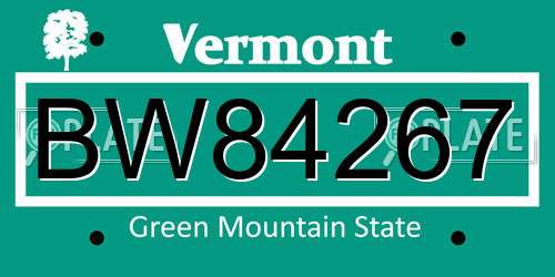 BW84267 Vermont License Plate