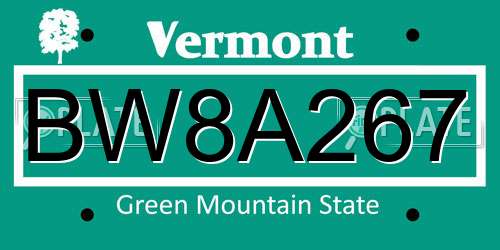 BW8A267 Vermont License Plate