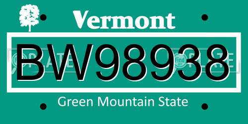 BW98938 Vermont License Plate