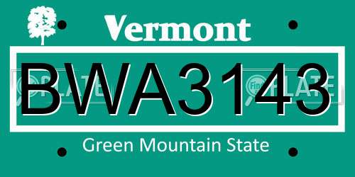 BWA3143 Vermont License Plate