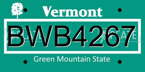 BWB4267 Vermont License Plate