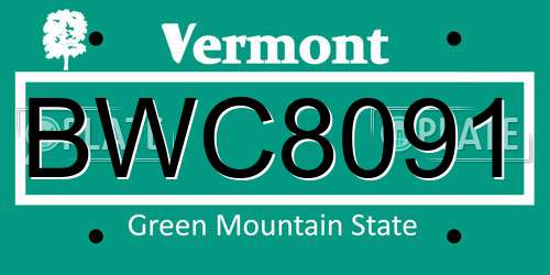 BWC8091 Vermont License Plate