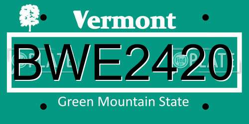 BWE2420 Vermont License Plate
