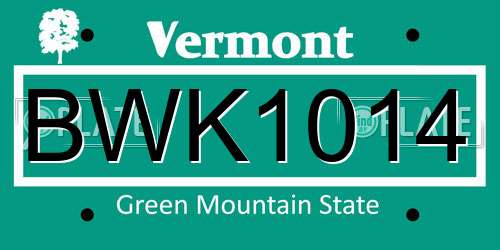 BWK1014 Vermont License Plate