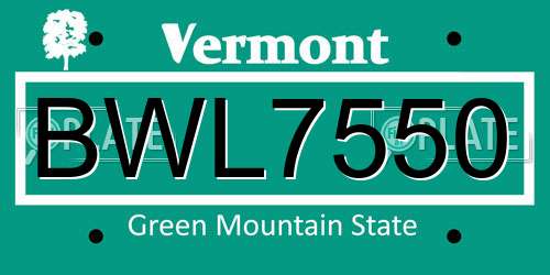 BWL7550 Vermont License Plate