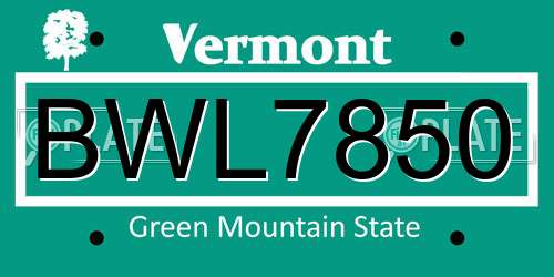 BWL7850 Vermont License Plate