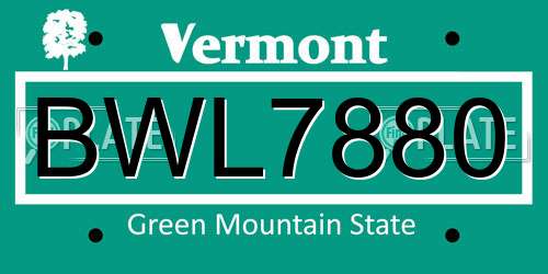 BWL7880 Vermont License Plate