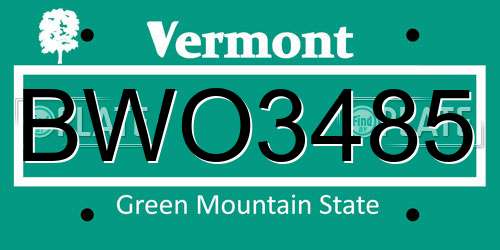BWO3485 Vermont License Plate