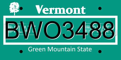 BWO3488 Vermont License Plate