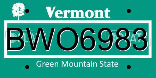 BWO6983 Vermont License Plate