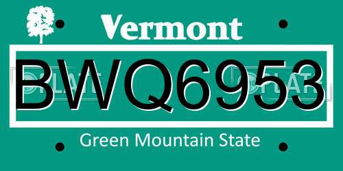 BWQ6953 Vermont License Plate
