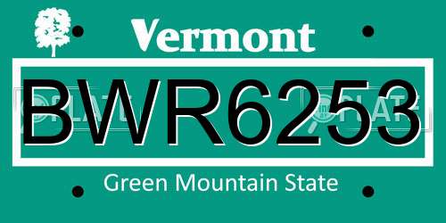 BWR6253 Vermont License Plate