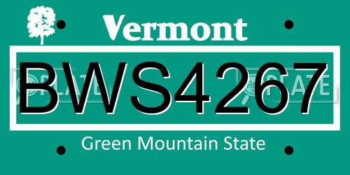 BWS4267 Vermont License Plate