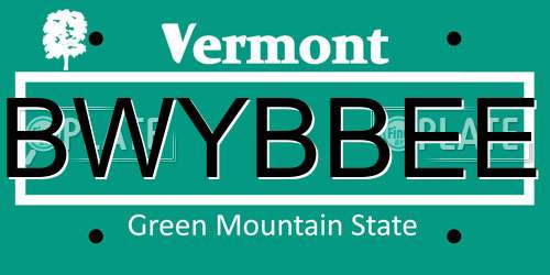 BWYBBEE Vermont License Plate