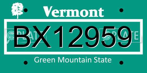 BX12959 Vermont License Plate
