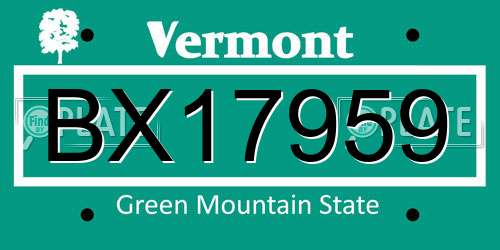 BX17959 Vermont License Plate