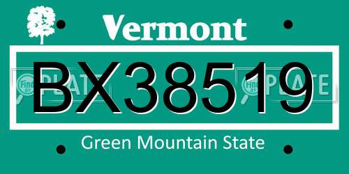 BX38519 Vermont License Plate
