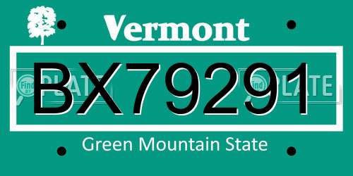 BX79291 Vermont License Plate