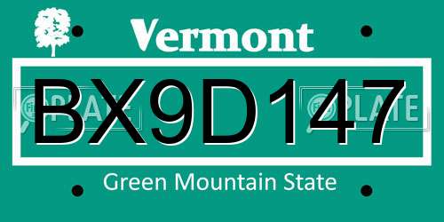 BX9D147 Vermont License Plate