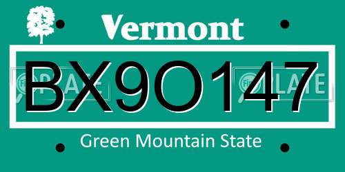 BX9O147 Vermont License Plate