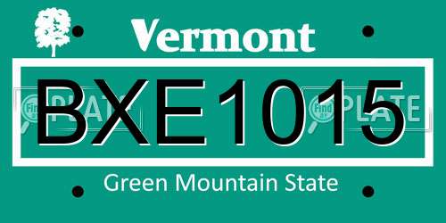 BXE1015 Vermont License Plate