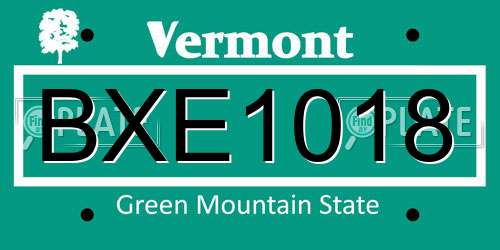BXE1018 Vermont License Plate