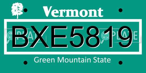BXE5819 Vermont License Plate