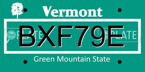 BXF79E Vermont License Plate