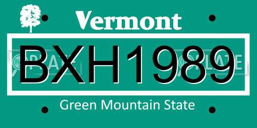 BXH1989 Vermont License Plate