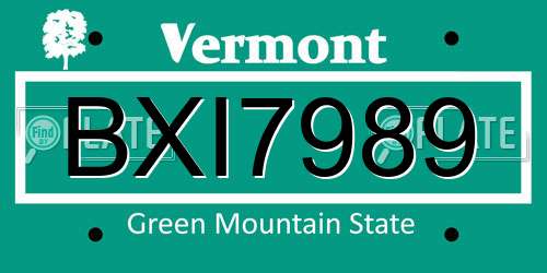 BXI7989 Vermont License Plate