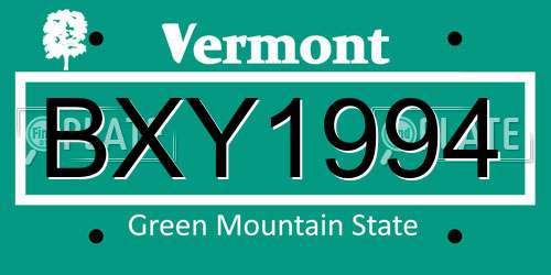 BXY1994 Vermont License Plate