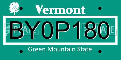 BY0P180 Vermont License Plate