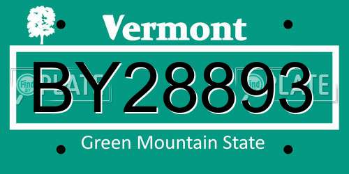 BY28893 Vermont License Plate