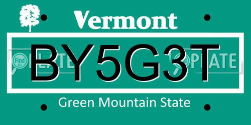 BY5G3T Vermont License Plate