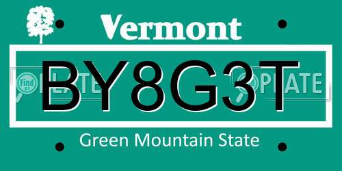 BY8G3T Vermont License Plate