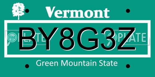 BY8G3Z Vermont License Plate