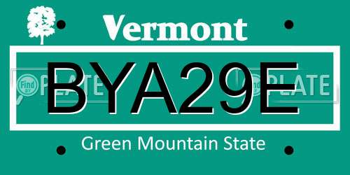 BYA29E Vermont License Plate
